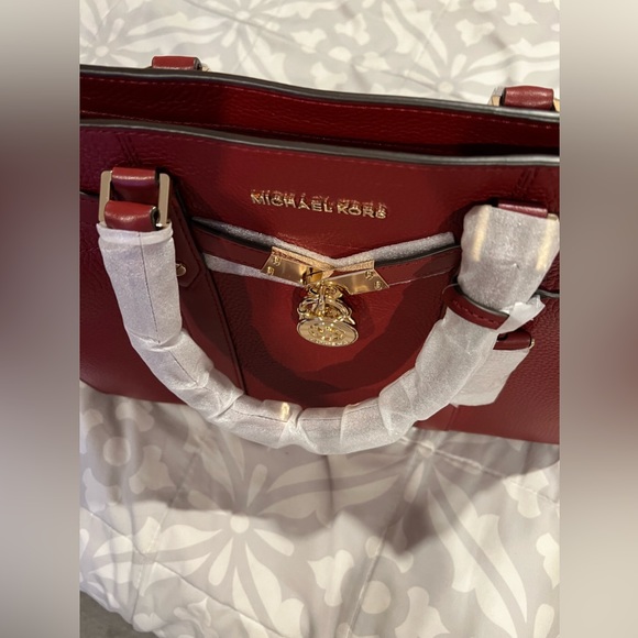 NEW MICHAEL KORS NOVEAU HAMILTON SATCHEL LEATHER BRANDY WINE LIMITED EDITION - Picture 2 of 8